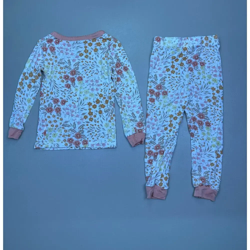 Girls Pajama Set 18M Milkberry Floral 2 Piece Cotton Long Sleeve Sleepwear EUC
